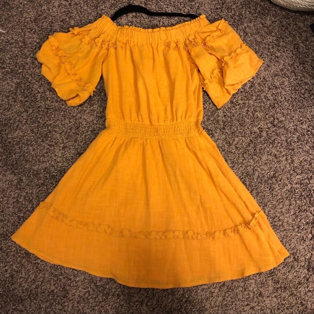 Yellow off the shoulder dress